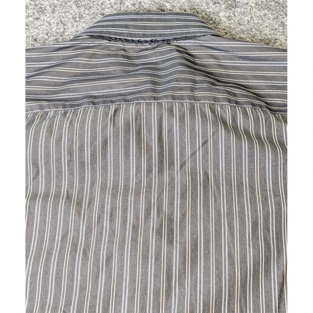 Banana Republic Slim Fit Shirt Charcoal Gray Stripe Long Sleeve Men's S 14-14.5